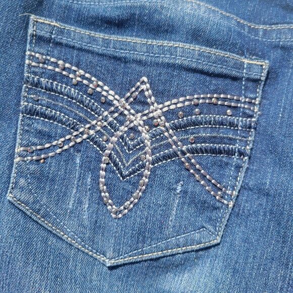 V.I.P. JEANS Women's Denim Juniors Mid Rise Regular Fit Blue Stone Wash - Picture 6 of 15